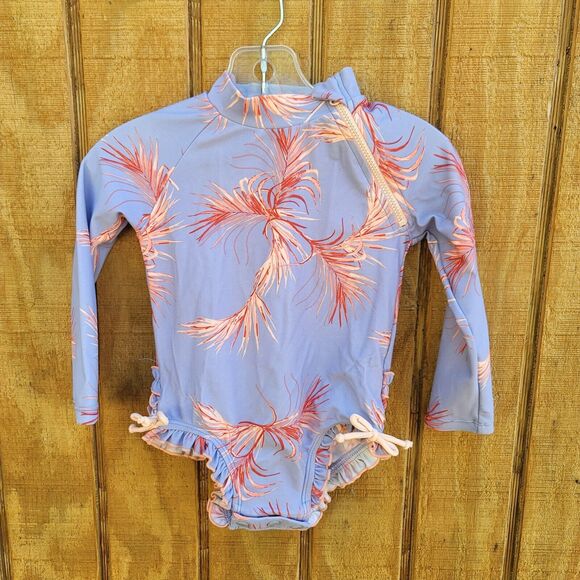 Jessica Simpson Lavendar One Piece With Feather Swirl Design Infant Size 18 Mo - Picture 1 of 7